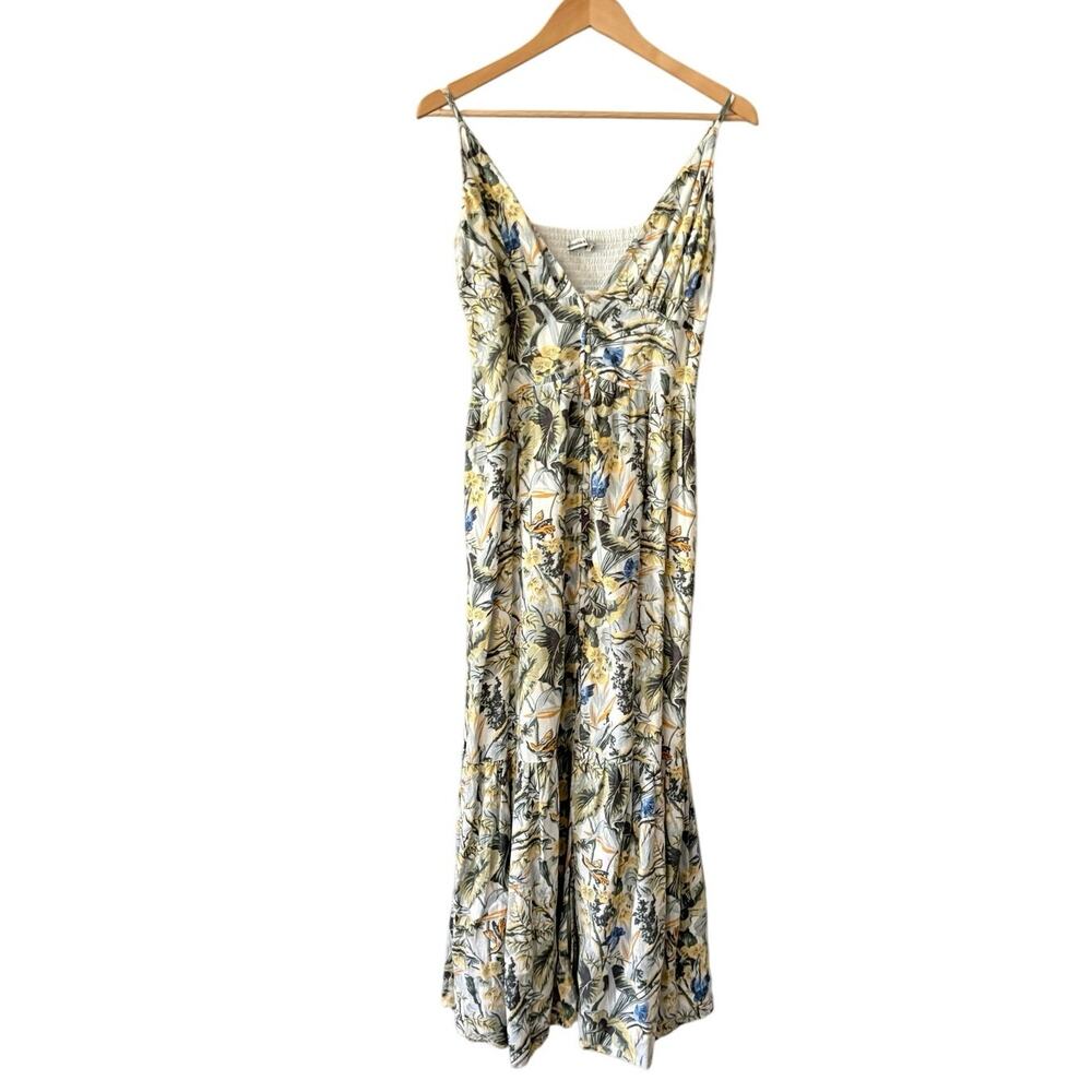 Abercrombie & Fitch Tropical Floral Maxi Dress Smocked Back Button Front M - Picture 2 of 13